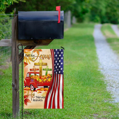 Christian Garden Flags, Fall For Jesus He Never Leaves Christian Lover Flag, Christian House Flags, Christian Cross Flag, Faith Flag
