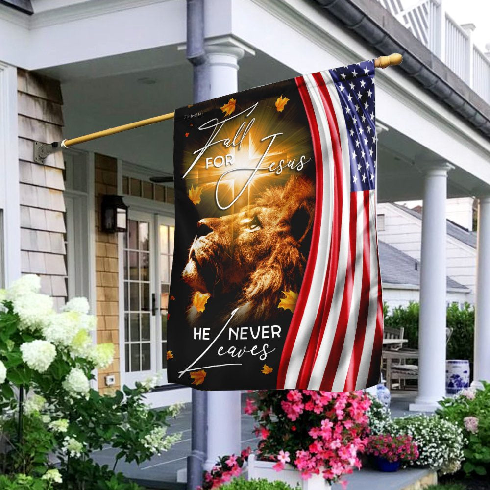 Christian Garden Flags, Fall For Jesus, He Never Leaves Flag, Christian House Flags, Christian Cross Flag, Faith Flag