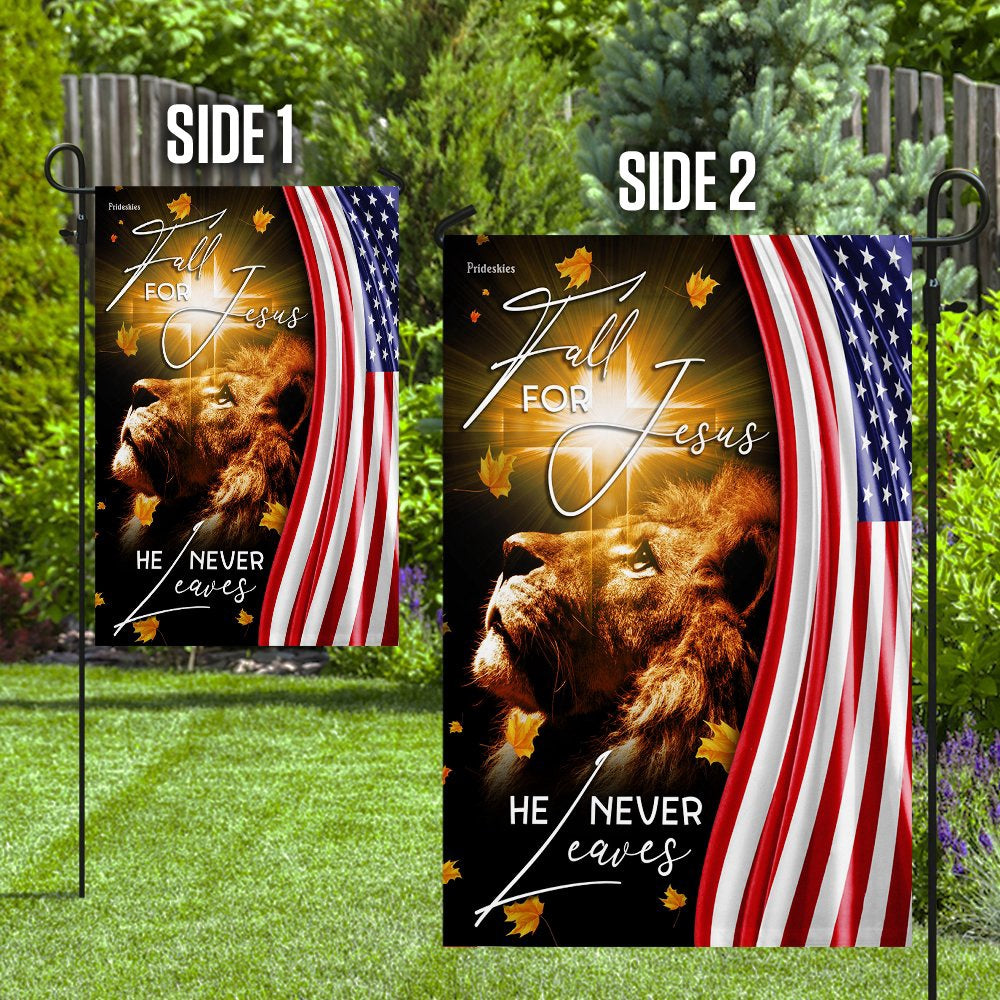 Christian Garden Flags, Fall For Jesus, He Never Leaves Flag, Christian House Flags, Christian Cross Flag, Faith Flag