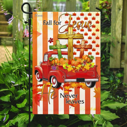 Christian Garden Flags, Fall For Jesus He Never Leaves Thanksgiving Flags, Christian House Flags, Christian Cross Flag, Faith Flag