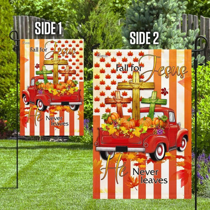 Christian Garden Flags, Fall For Jesus He Never Leaves Thanksgiving Flags, Christian House Flags, Christian Cross Flag, Faith Flag