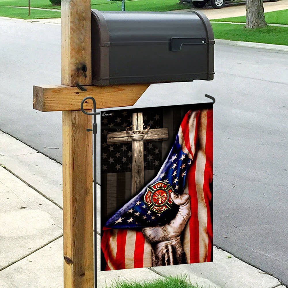 Christian Garden Flags, Firefighter Christian Cross Flag, Christian House Flags, Christian Cross Flag, Faith Flag