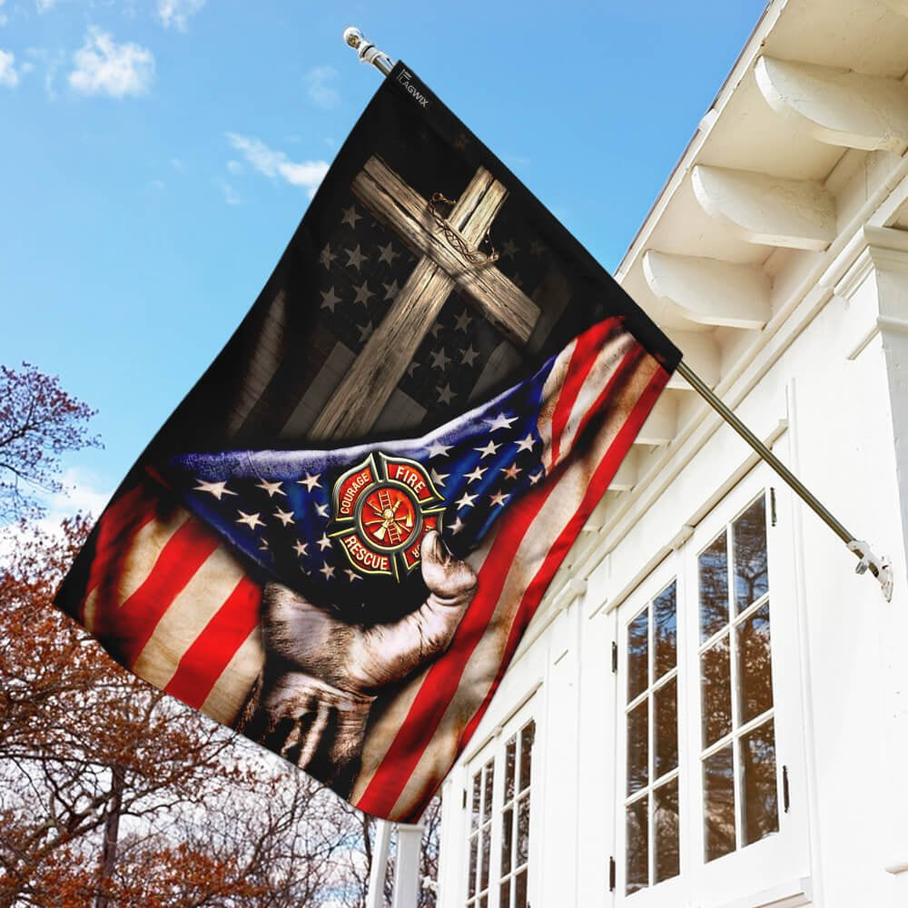 Christian Garden Flags, Firefighter Christian Cross Flag, Christian House Flags, Christian Cross Flag, Faith Flag