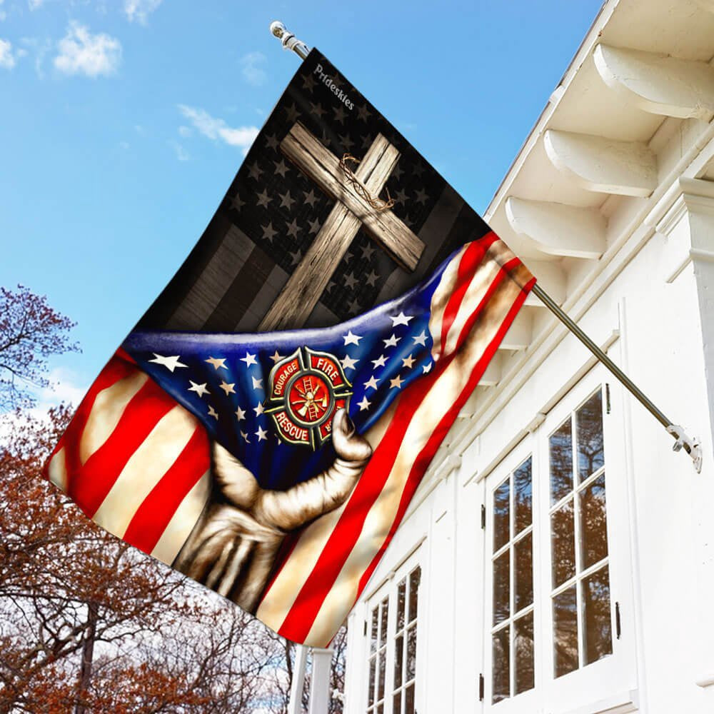 Christian Garden Flags, Firefighter Christian Cross Flag, Christian House Flags, Christian Cross Flag, Faith Flag