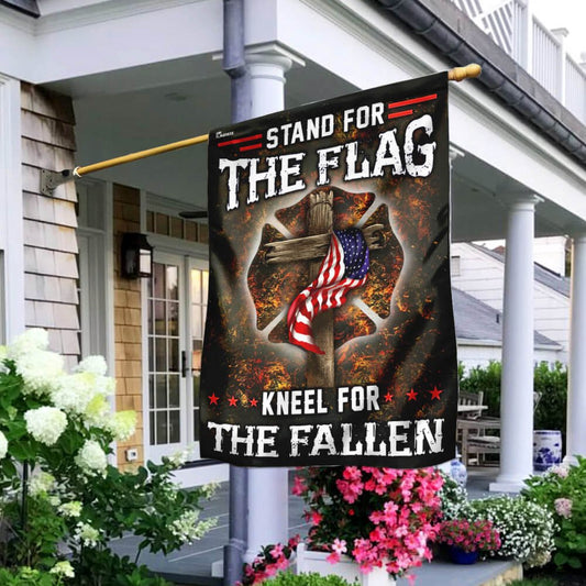Christian Garden Flags, Firefighter Stand For The Flag Kneel For The Fallen Flag, Christian House Flags, Christian Cross Flag, Faith Flag