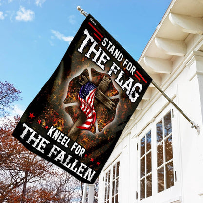 Christian Garden Flags, Firefighter Stand For The Flag Kneel For The Fallen Flag, Christian House Flags, Christian Cross Flag, Faith Flag
