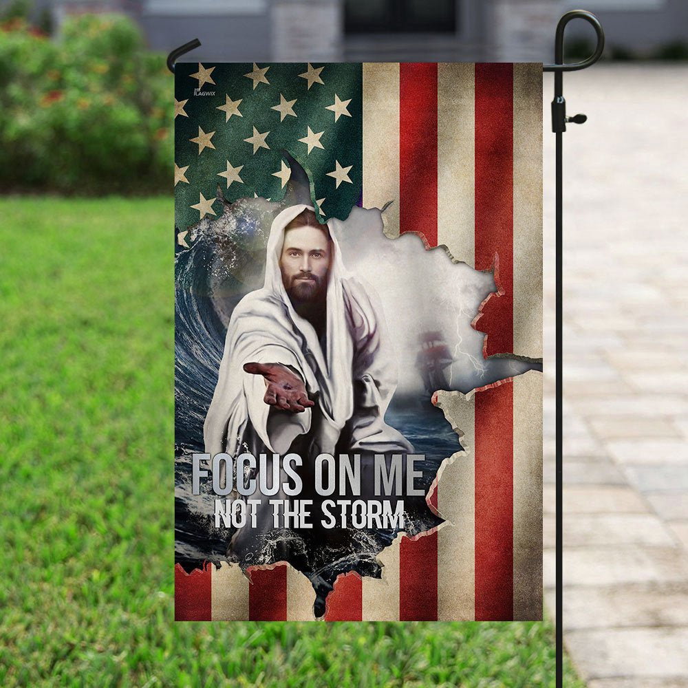 Christian Garden Flags, Focus On Me, Not The Storm Flag, Christian House Flags, Christian Cross Flag, Faith Flag