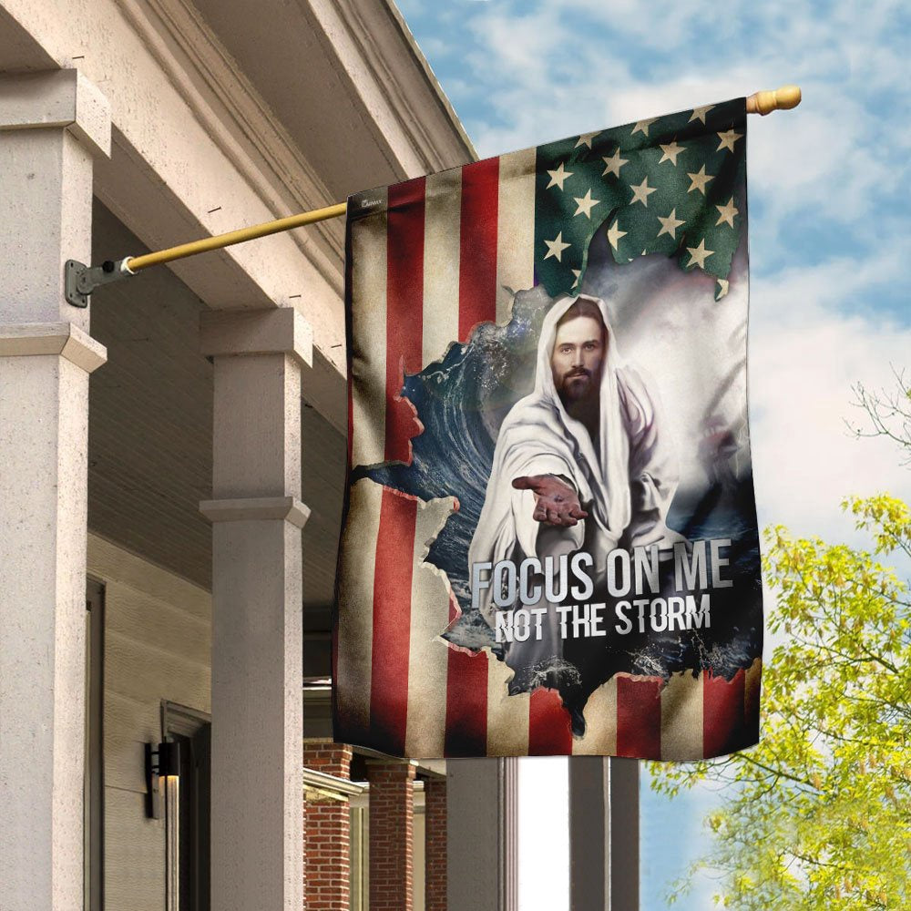 Christian Garden Flags, Focus On Me, Not The Storm Flag, Christian House Flags, Christian Cross Flag, Faith Flag
