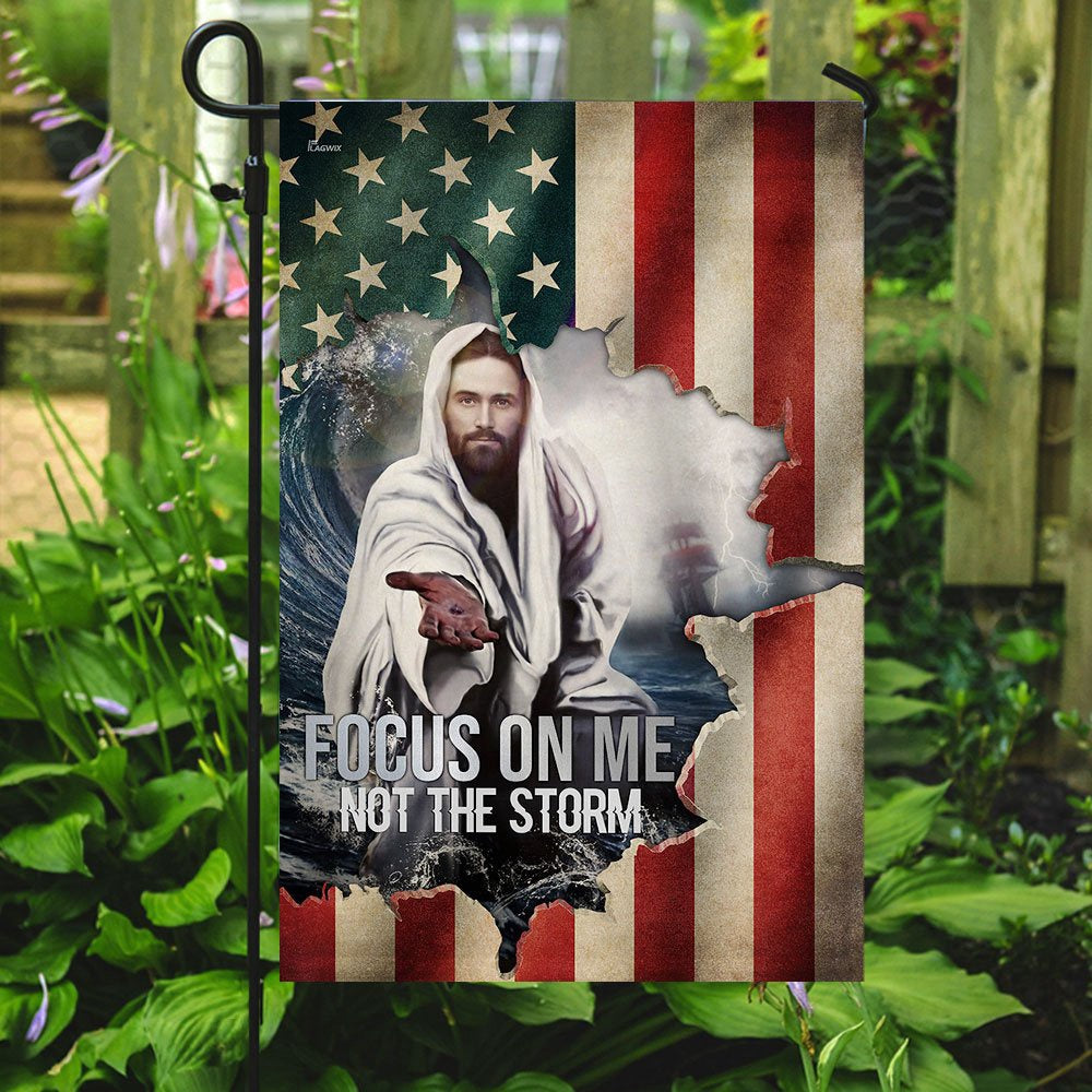 Christian Garden Flags, Focus On Me, Not The Storm Flag, Christian House Flags, Christian Cross Flag, Faith Flag