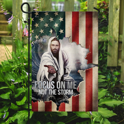 Christian Garden Flags, Focus On Me, Not The Storm Flag, Christian House Flags, Christian Cross Flag, Faith Flag