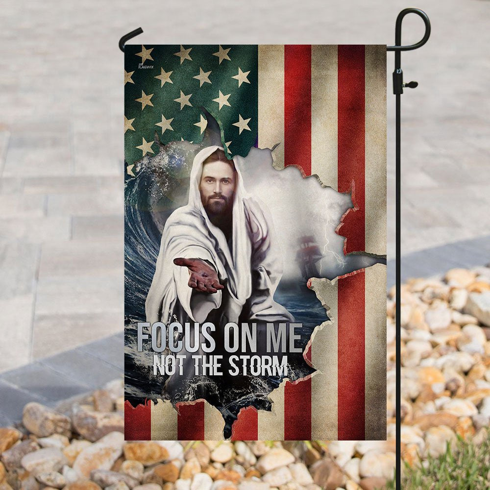 Christian Garden Flags, Focus On Me, Not The Storm Flag, Christian House Flags, Christian Cross Flag, Faith Flag