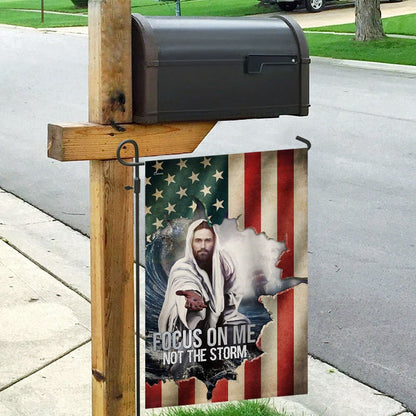 Christian Garden Flags, Focus On Me, Not The Storm Flag, Christian House Flags, Christian Cross Flag, Faith Flag