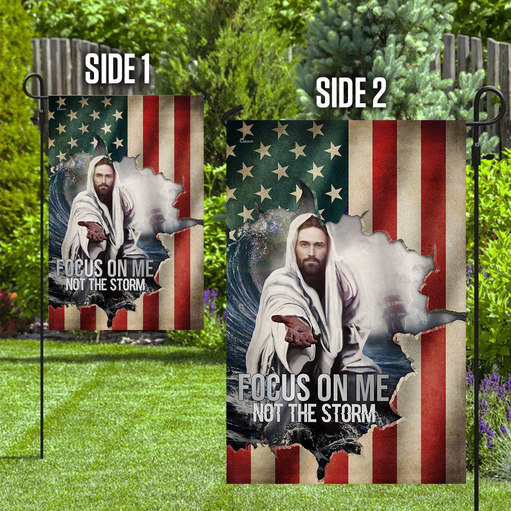 Christian Garden Flags, Focus On Me, Not The Storm Flag, Christian House Flags, Christian Cross Flag, Faith Flag