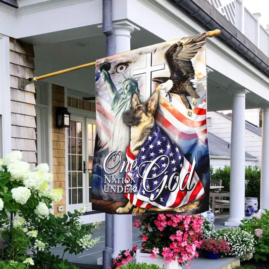 Christian Garden Flags, German Shepherd One Nation Under God American Flag, Christian House Flags, Christian Cross Flag, Faith Flag