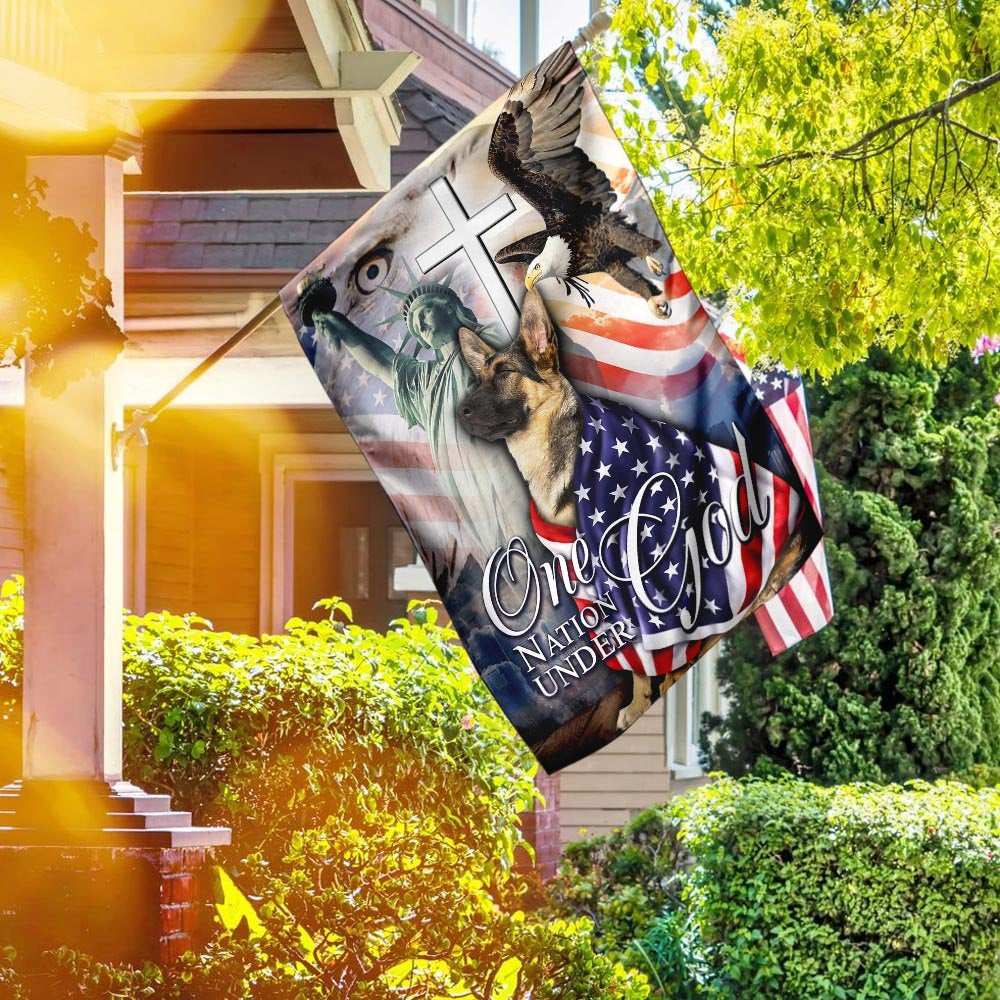 Christian Garden Flags, German Shepherd One Nation Under God American Flag, Christian House Flags, Christian Cross Flag, Faith Flag