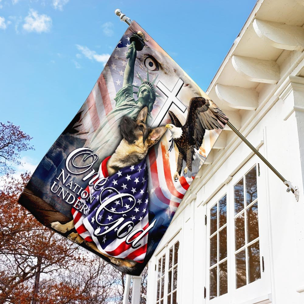 Christian Garden Flags, German Shepherd One Nation Under God American Flag, Christian House Flags, Christian Cross Flag, Faith Flag