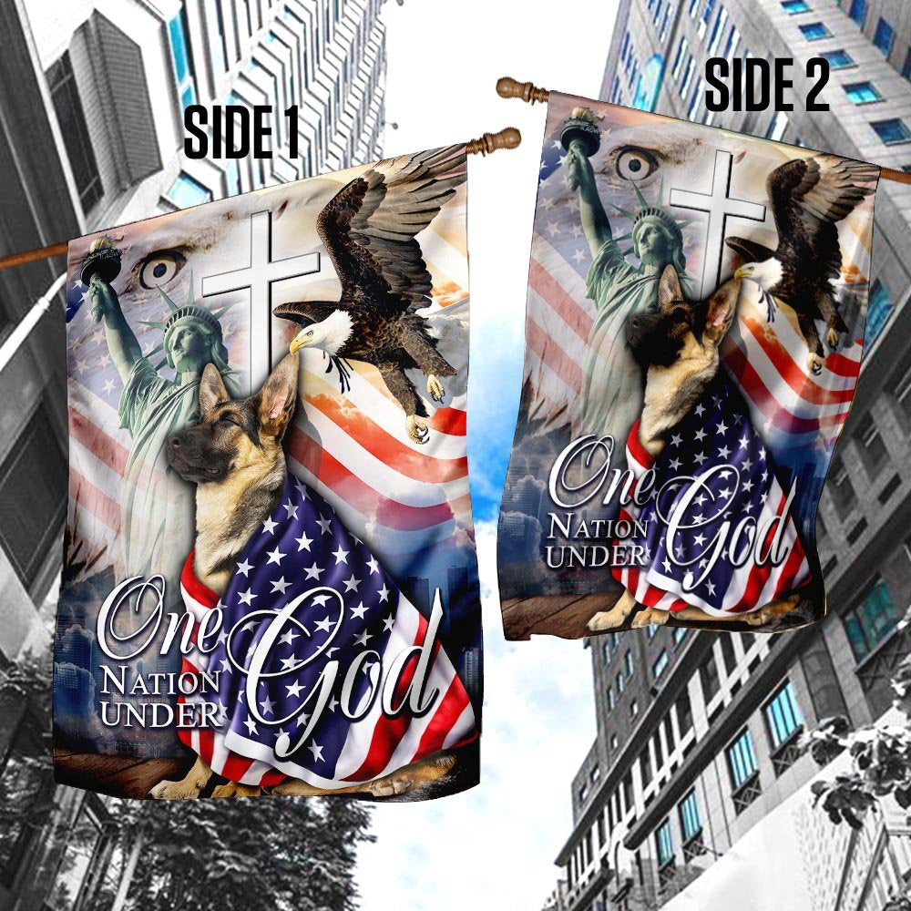 Christian Garden Flags, German Shepherd One Nation Under God American Flag, Christian House Flags, Christian Cross Flag, Faith Flag
