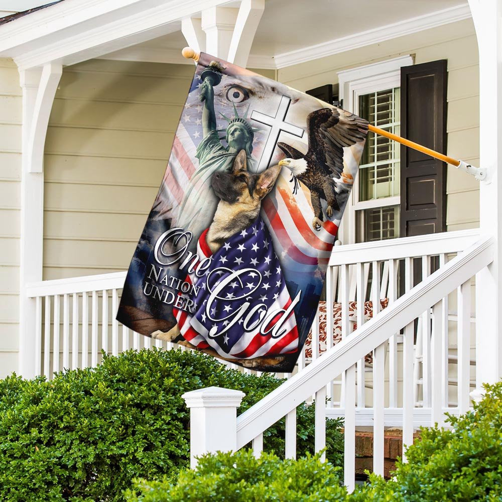 Christian Garden Flags, German Shepherd One Nation Under God American Flag, Christian House Flags, Christian Cross Flag, Faith Flag
