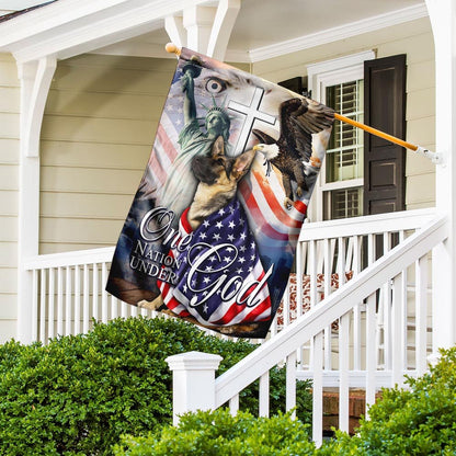 Christian Garden Flags, German Shepherd One Nation Under God American Flag, Christian House Flags, Christian Cross Flag, Faith Flag
