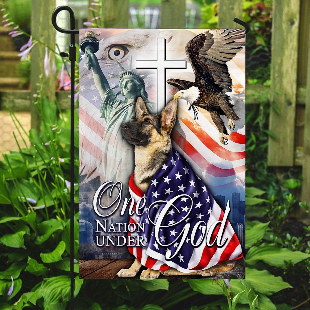 Christian Garden Flags, German Shepherd One Nation Under God American Flag, Christian House Flags, Christian Cross Flag, Faith Flag