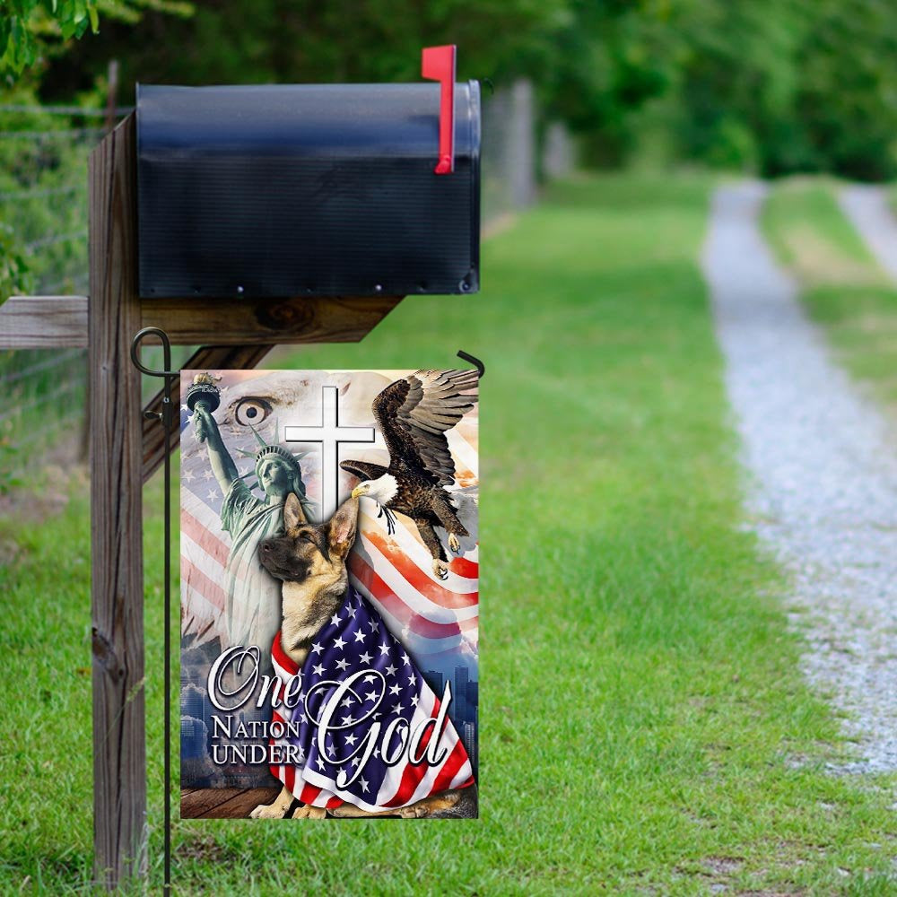 Christian Garden Flags, German Shepherd One Nation Under God American Flag, Christian House Flags, Christian Cross Flag, Faith Flag
