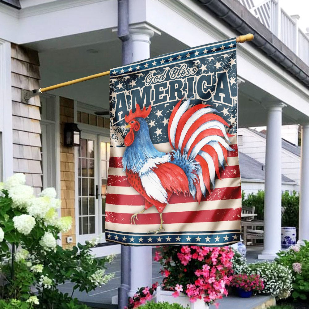 Christian Garden Flags, God Bless America Rooster American US Flag, Christian House Flags, Christian Cross Flag, Faith Flag