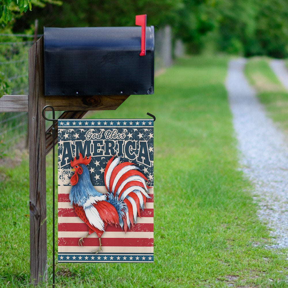 Christian Garden Flags, God Bless America Rooster American US Flag, Christian House Flags, Christian Cross Flag, Faith Flag