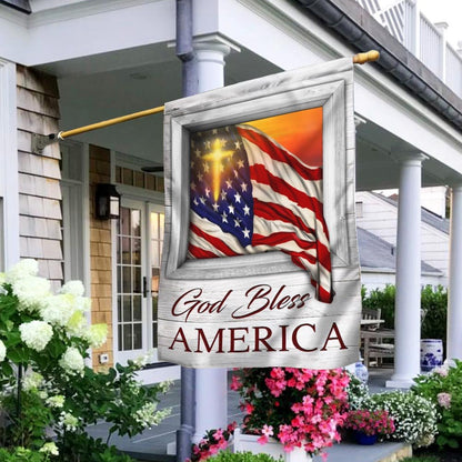 Christian Garden Flags, God Bless America Sunset Flying Flag, Christian House Flags, Christian Cross Flag, Faith Flag