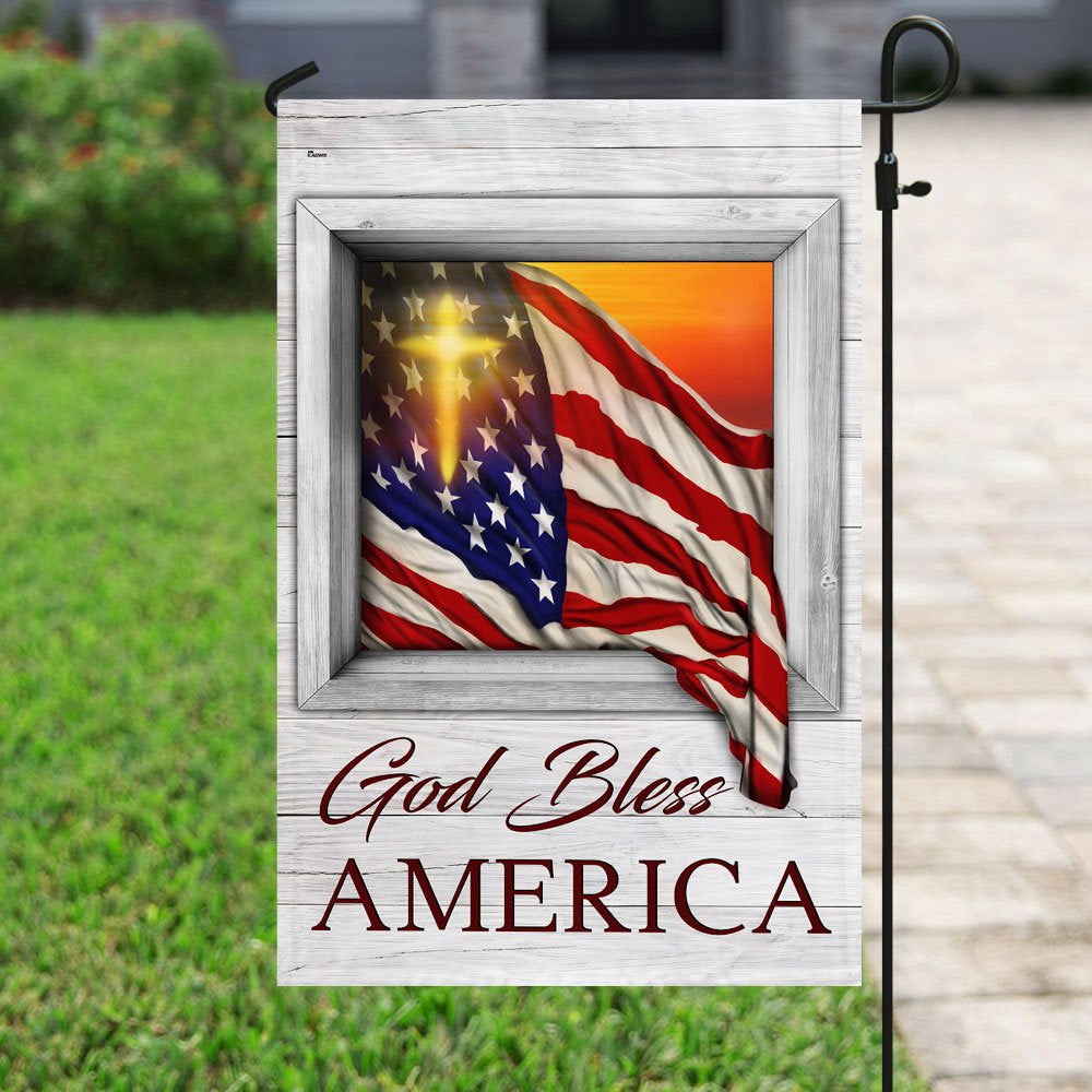 Christian Garden Flags, God Bless America Sunset Flying Flag, Christian House Flags, Christian Cross Flag, Faith Flag