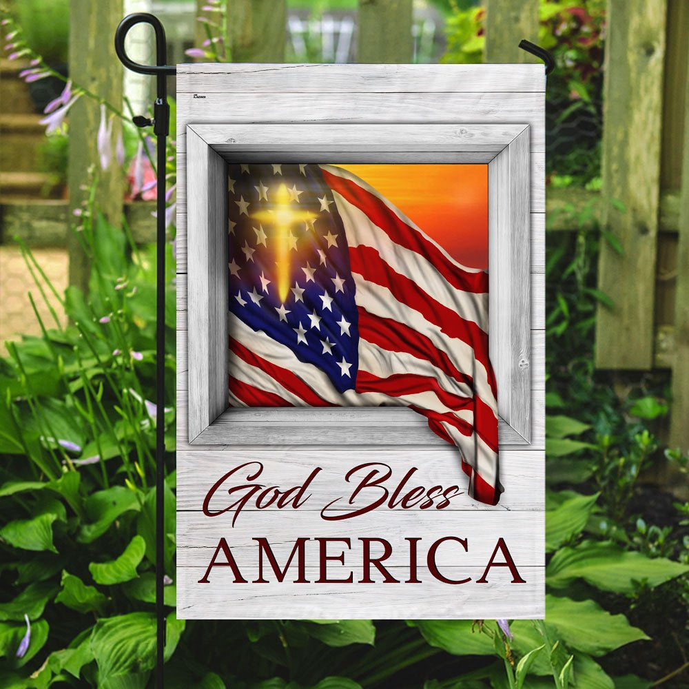 Christian Garden Flags, God Bless America Sunset Flying Flag, Christian House Flags, Christian Cross Flag, Faith Flag