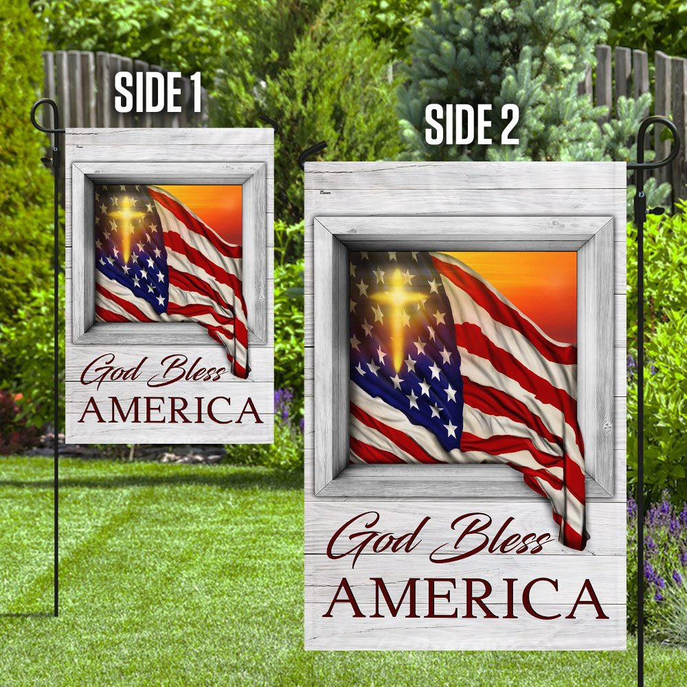 Christian Garden Flags, God Bless America Sunset Flying Flag, Christian House Flags, Christian Cross Flag, Faith Flag