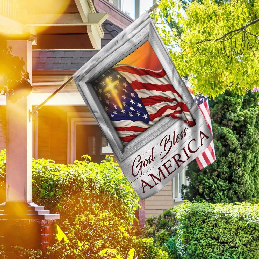 Christian Garden Flags, God Bless America Sunset Flying Flag, Christian House Flags, Christian Cross Flag, Faith Flag