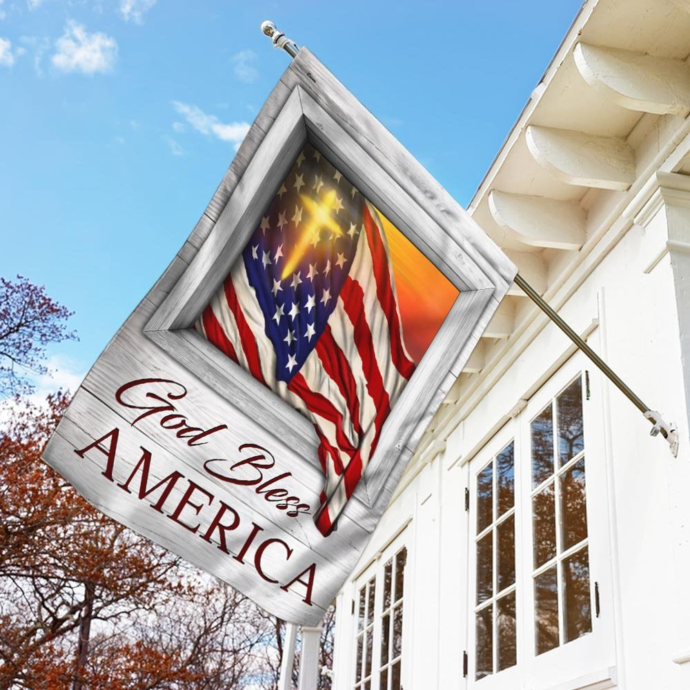 Christian Garden Flags, God Bless America Sunset Flying Flag, Christian House Flags, Christian Cross Flag, Faith Flag