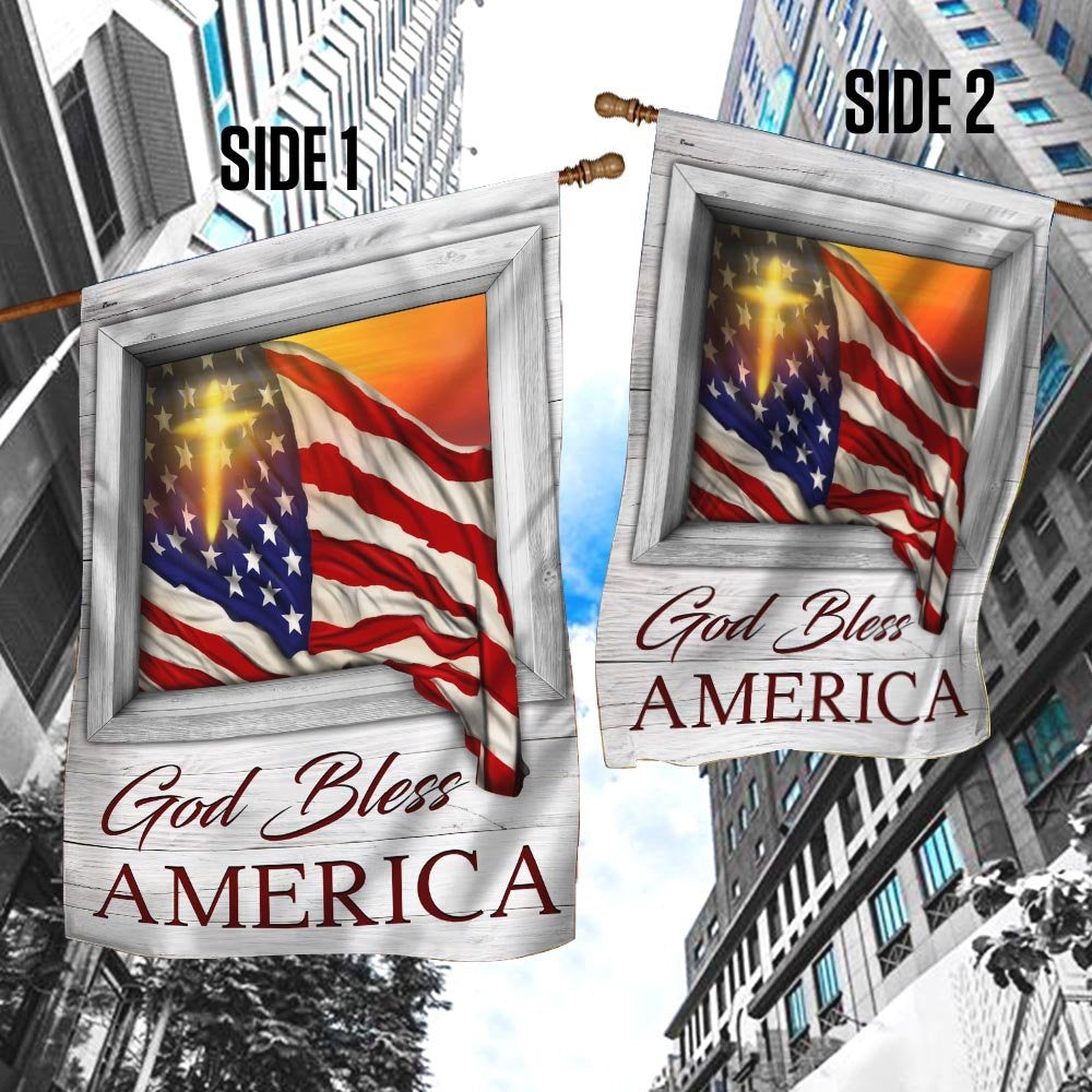 Christian Garden Flags, God Bless America Sunset Flying Flag, Christian House Flags, Christian Cross Flag, Faith Flag