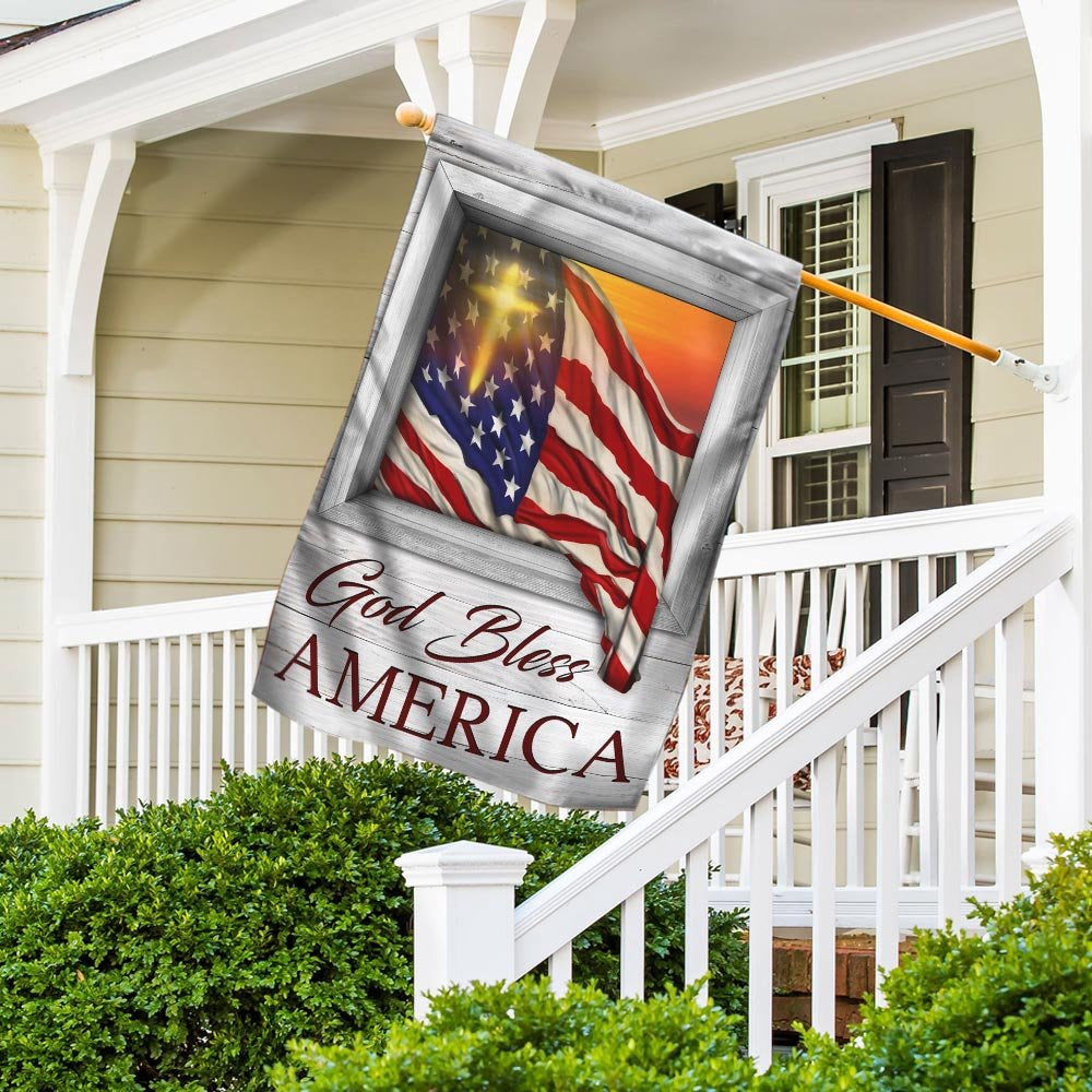 Christian Garden Flags, God Bless America Sunset Flying Flag, Christian House Flags, Christian Cross Flag, Faith Flag