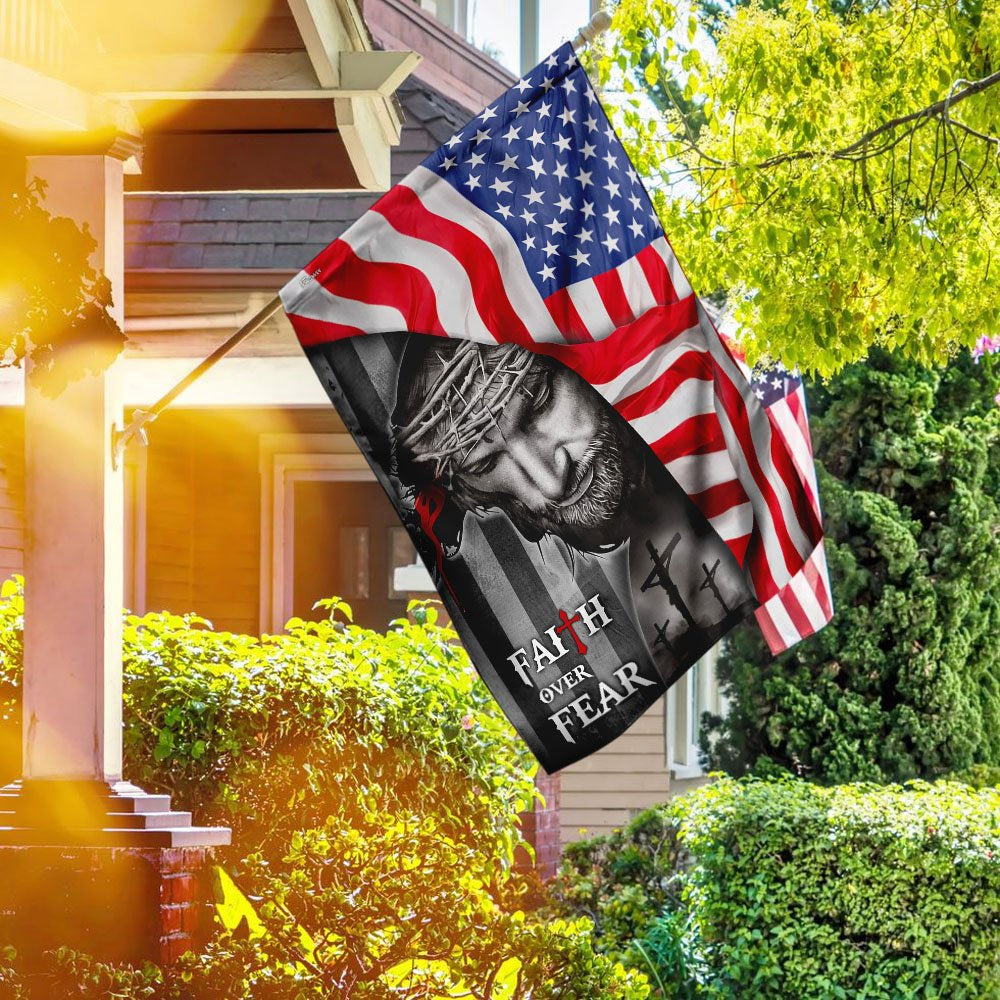 Christian Garden Flags, God Faith Over Fear Flag, Christian House Flags, Christian Cross Flag, Faith Flag