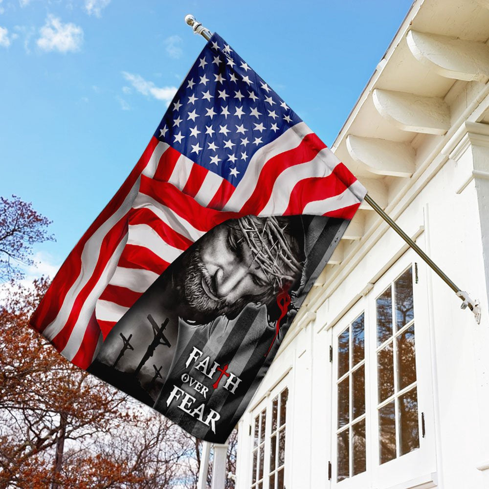 Christian Garden Flags, God Faith Over Fear Flag, Christian House Flags, Christian Cross Flag, Faith Flag