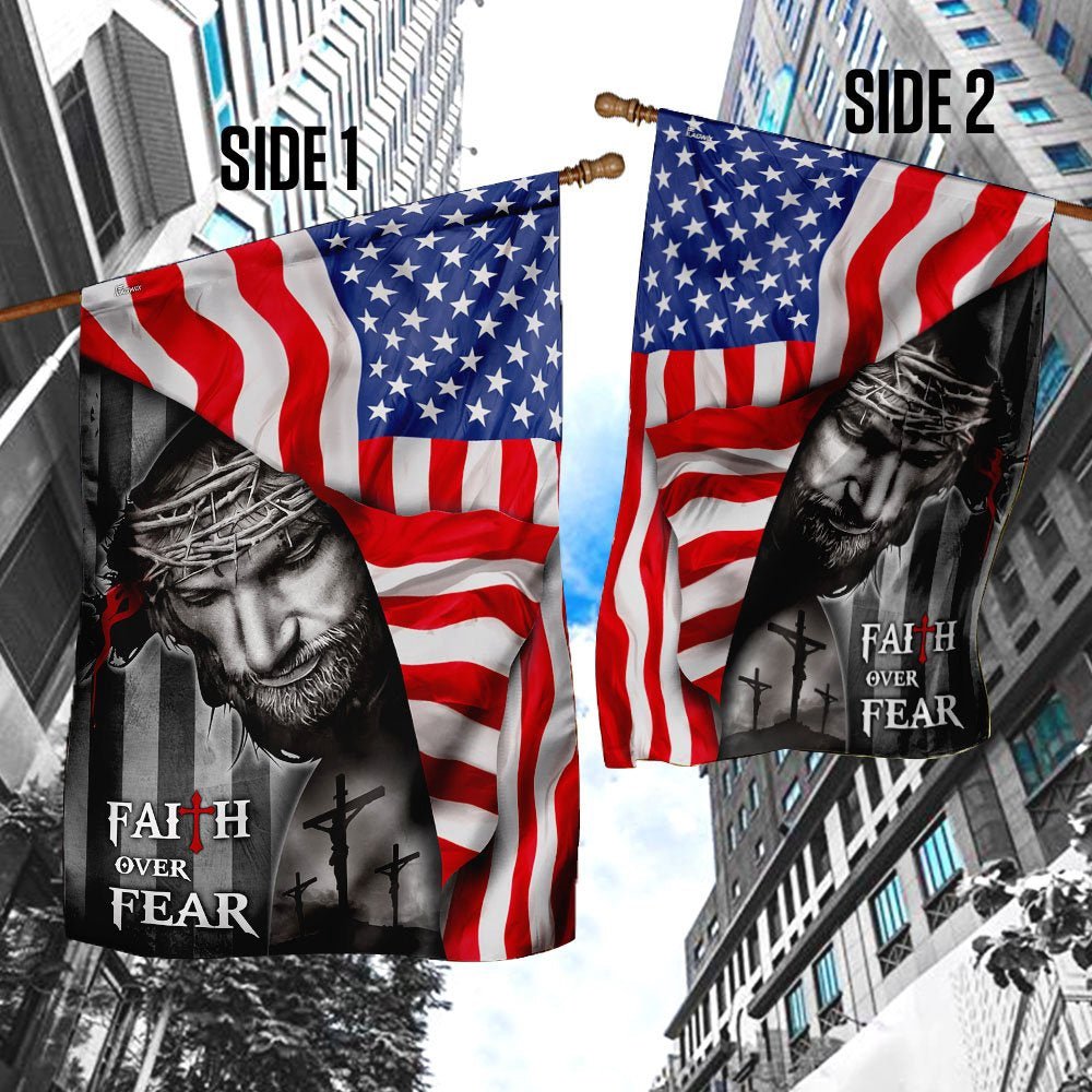 Christian Garden Flags, God Faith Over Fear Flag, Christian House Flags, Christian Cross Flag, Faith Flag