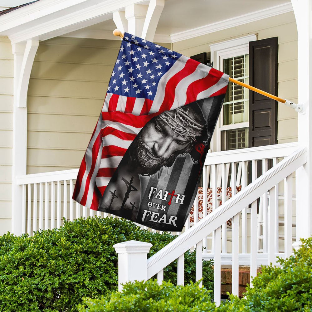 Christian Garden Flags, God Faith Over Fear Flag, Christian House Flags, Christian Cross Flag, Faith Flag