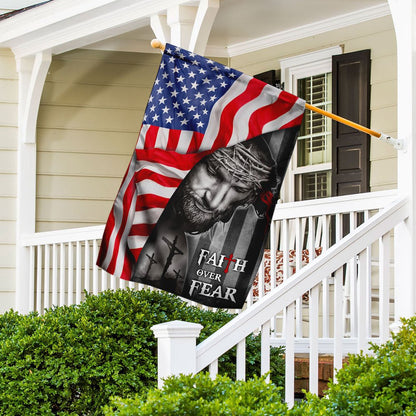 Christian Garden Flags, God Faith Over Fear Flag, Christian House Flags, Christian Cross Flag, Faith Flag