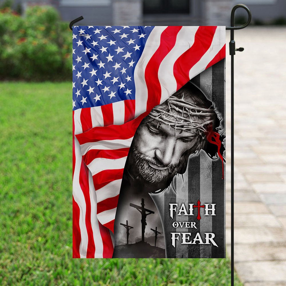 Christian Garden Flags, God Faith Over Fear Flag, Christian House Flags, Christian Cross Flag, Faith Flag