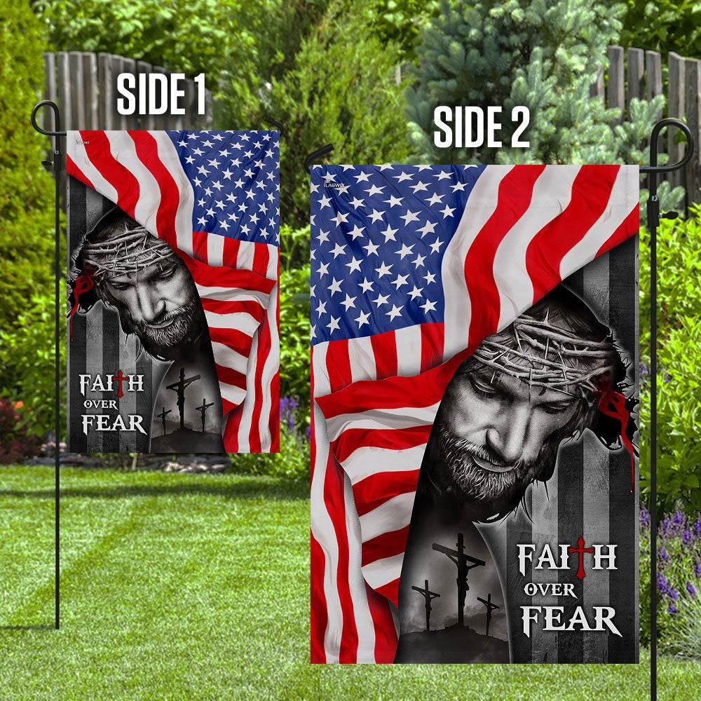 Christian Garden Flags, God Faith Over Fear Flag, Christian House Flags, Christian Cross Flag, Faith Flag