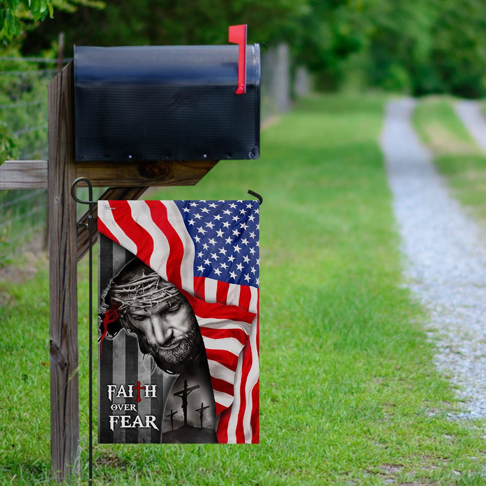 Christian Garden Flags, God Faith Over Fear Flag, Christian House Flags, Christian Cross Flag, Faith Flag
