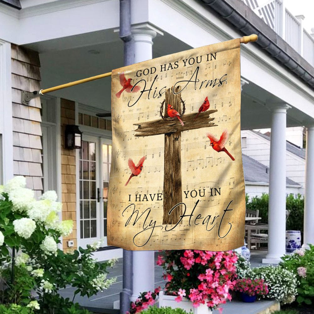 Christian Garden Flags, God Has You in His Arms I Have You In My Heart Flag, Christian House Flags, Christian Cross Flag, Faith Flag