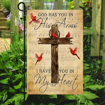 Christian Garden Flags, God Has You in His Arms I Have You In My Heart Flag, Christian House Flags, Christian Cross Flag, Faith Flag