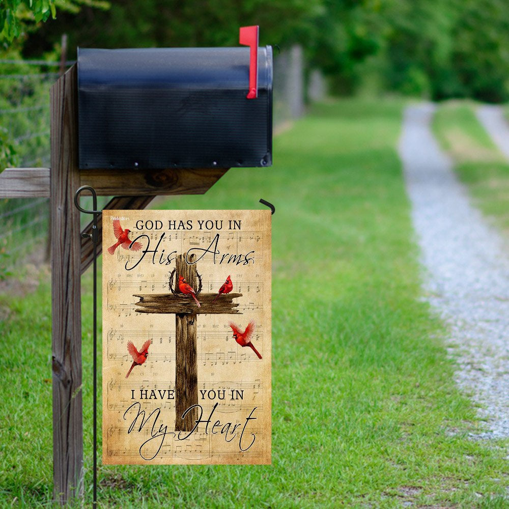 Christian Garden Flags, God Has You in His Arms I Have You In My Heart Flag, Christian House Flags, Christian Cross Flag, Faith Flag