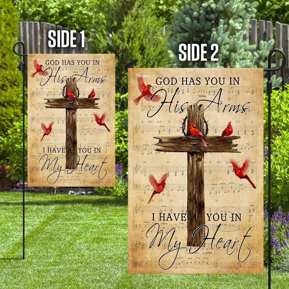 Christian Garden Flags, God Has You in His Arms I Have You In My Heart Flag, Christian House Flags, Christian Cross Flag, Faith Flag