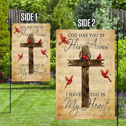 Christian Garden Flags, God Has You in His Arms I Have You In My Heart Flag, Christian House Flags, Christian Cross Flag, Faith Flag