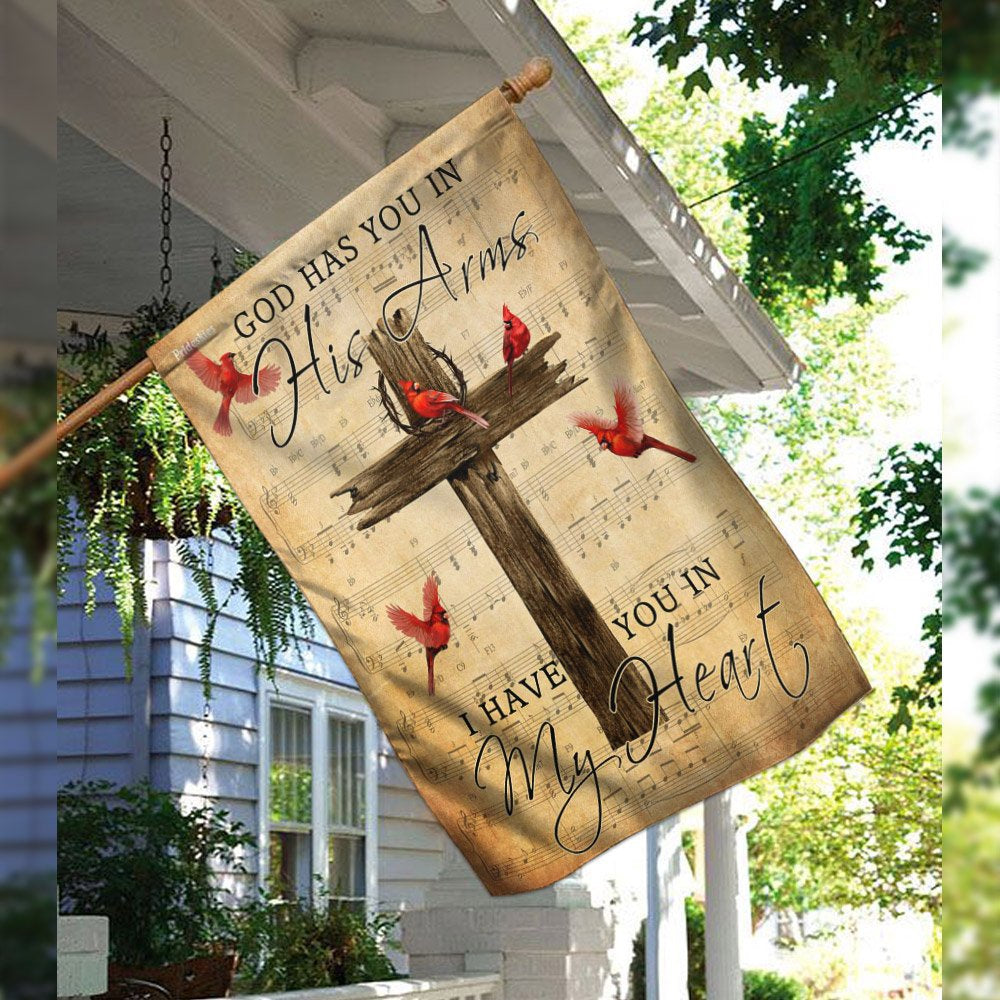 Christian Garden Flags, God Has You in His Arms I Have You In My Heart Flag, Christian House Flags, Christian Cross Flag, Faith Flag