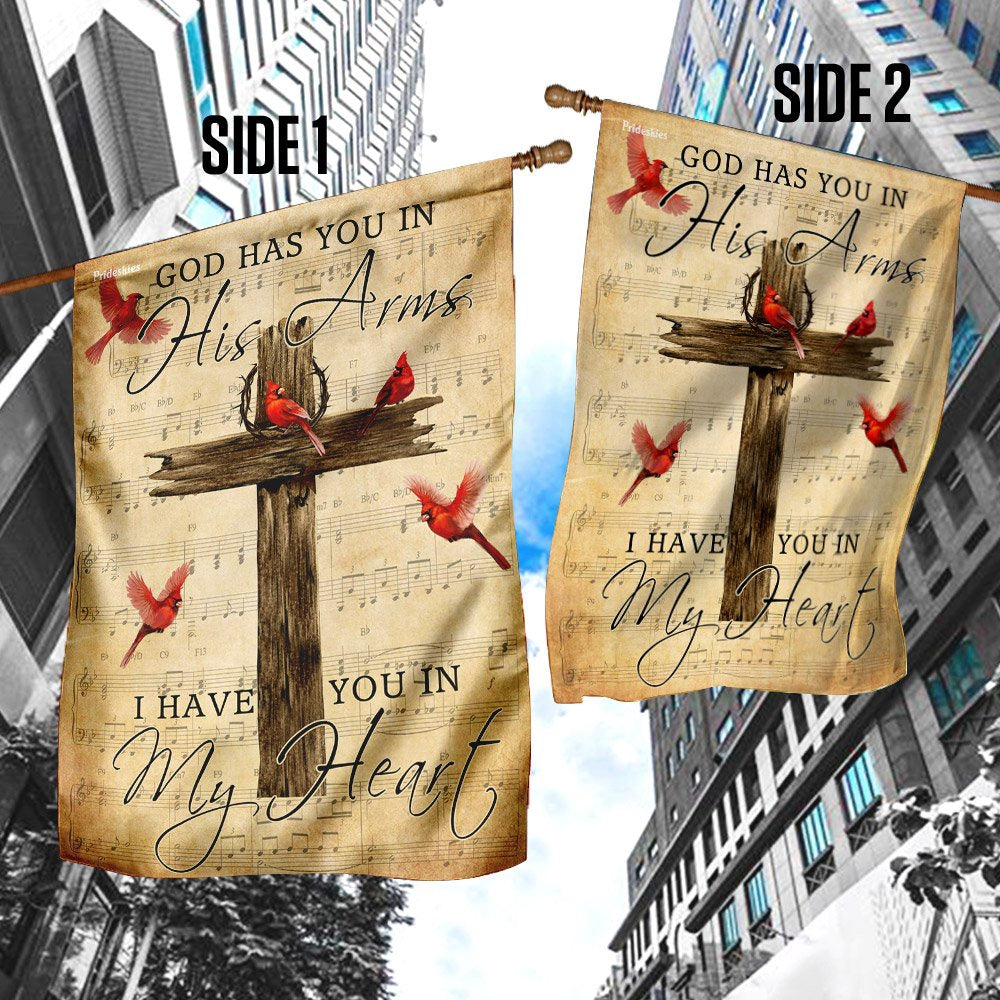 Christian Garden Flags, God Has You in His Arms I Have You In My Heart Flag, Christian House Flags, Christian Cross Flag, Faith Flag